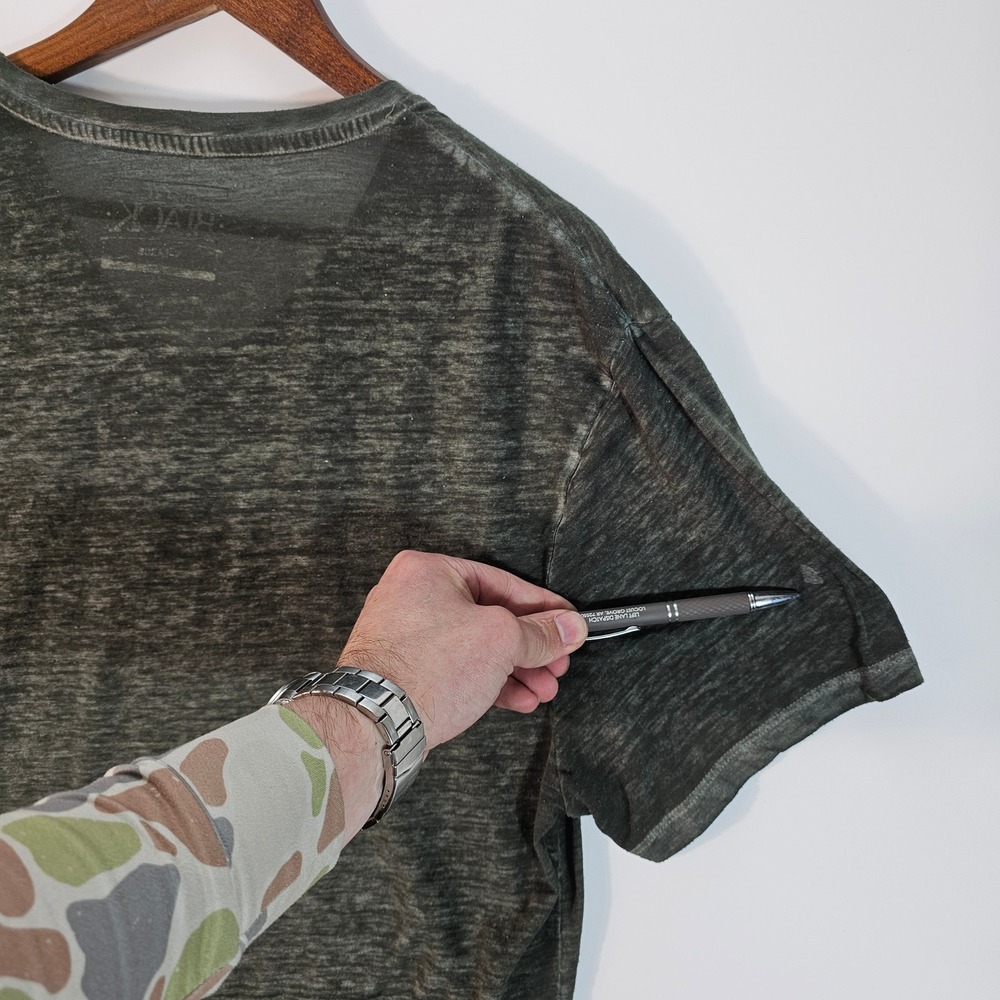 Buckle Black Mens XL V-Neck Burnout T-Shirt Faded Olive Green BB3165 - Picture 7 of 8